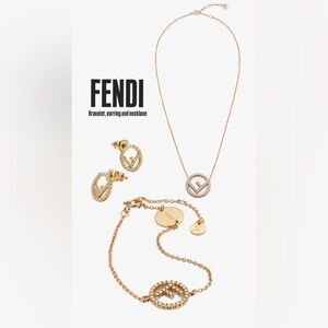 Authentic fendi bracelet necklace and earring set